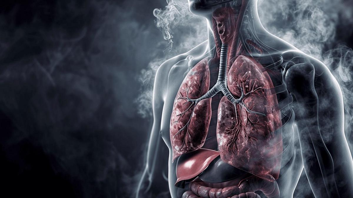 Long-term effects of smoking on internal organs.