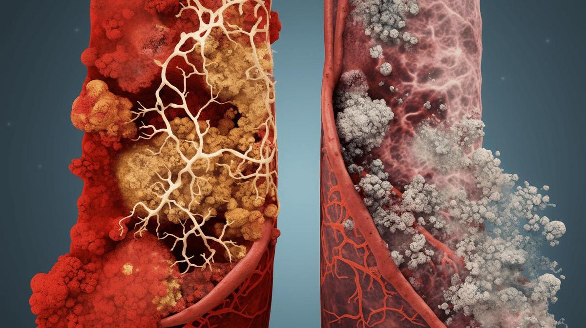 Lung tissue damage shown in the image.