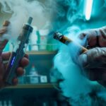 An impactful photo comparing the health effects of vaping and smoking.