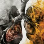 Smoking's damaging effects on organs: cancerous lungs, fatty liver, blocked heart arteries.