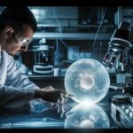 Enlightened scholar unveils truth through cutting-edge research on sperm cells in high-tech lab.